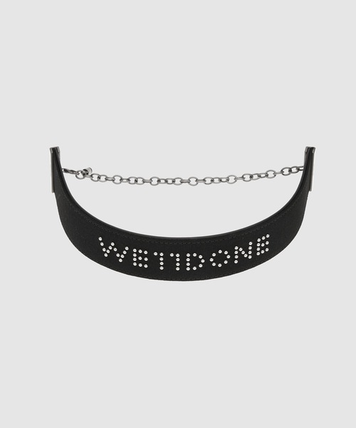 WE11DONE（ウェルダン）の「BLUE DENIM LOGO STUD SQUARE CHOKER