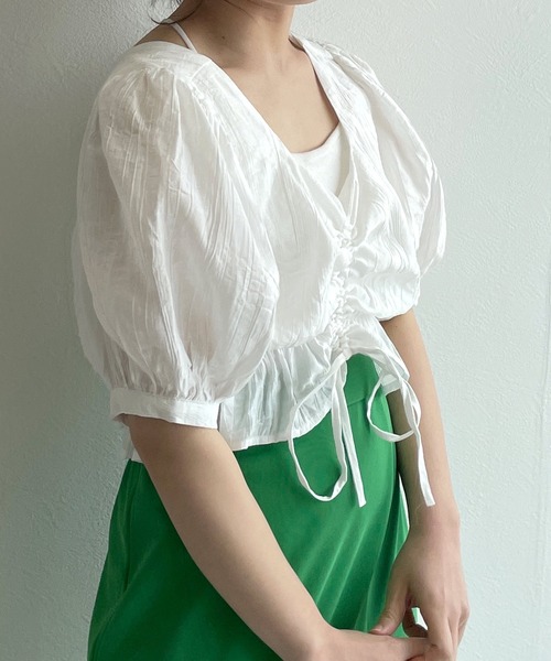 w closet(ダブルクローゼット)の「半袖ドロストブラウス(シャツ/ブラウス・レディース・ブラック系その他・FREE)」の18枚目の写真