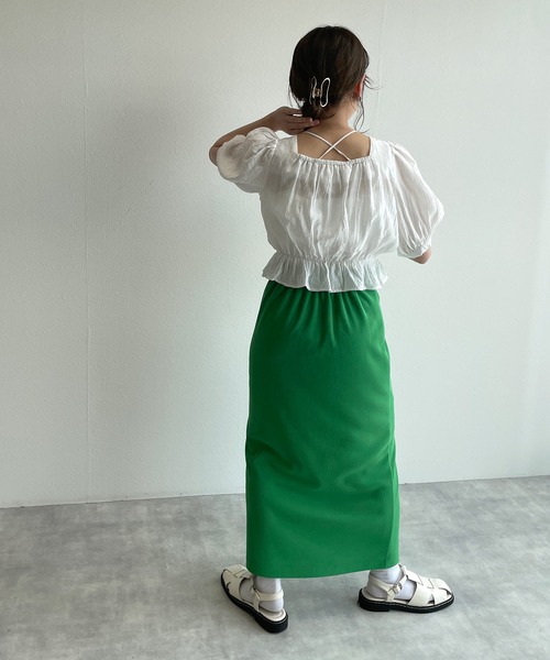 w closet(ダブルクローゼット)の「半袖ドロストブラウス(シャツ/ブラウス・レディース・ブラック系その他・FREE)」の14枚目の写真