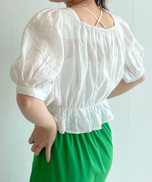 w closet(ダブルクローゼット)の「半袖ドロストブラウス(シャツ/ブラウス・レディース・ブラック系その他・FREE)」の10枚目の写真