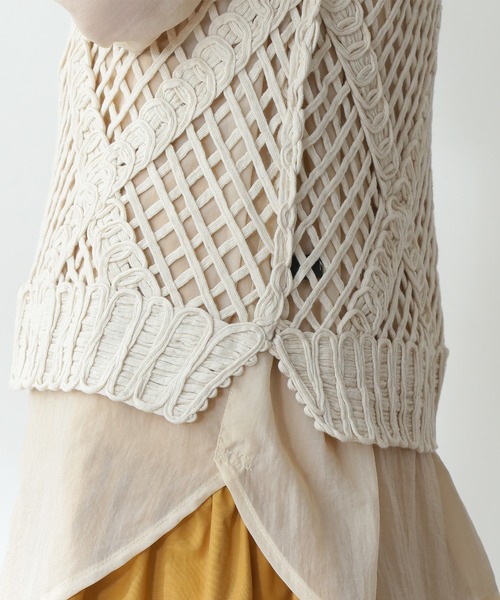 N.(N. Natural Beauty Basic)(エヌエヌナチュラルビューティーベーシック)の「《n.'look》◆格子柄レース編みジレニット(ニット/セーター・レディース・ブラック/クリーム・MEDIUM)」の22枚目の写真