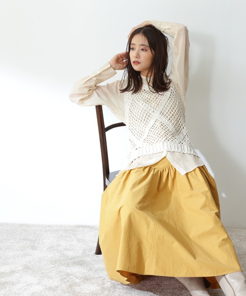 N.(N. Natural Beauty Basic)(エヌエヌナチュラルビューティーベーシック)の「《n.'look》◆格子柄レース編みジレニット(ニット/セーター・レディース・ブラック/クリーム・MEDIUM)」の17枚目の写真