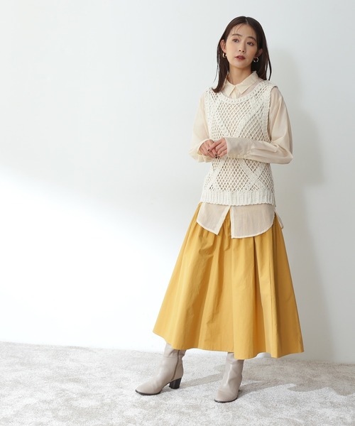 N.(N. Natural Beauty Basic)(エヌエヌナチュラルビューティーベーシック)の「《n.'look》◆格子柄レース編みジレニット(ニット/セーター・レディース・ブラック/クリーム・MEDIUM)」の18枚目の写真