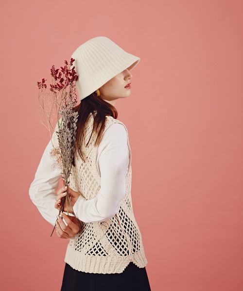 N.(N. Natural Beauty Basic)(エヌエヌナチュラルビューティーベーシック)の「《n.'look》◆格子柄レース編みジレニット(ニット/セーター・レディース・ブラック/クリーム・MEDIUM)」の13枚目の写真