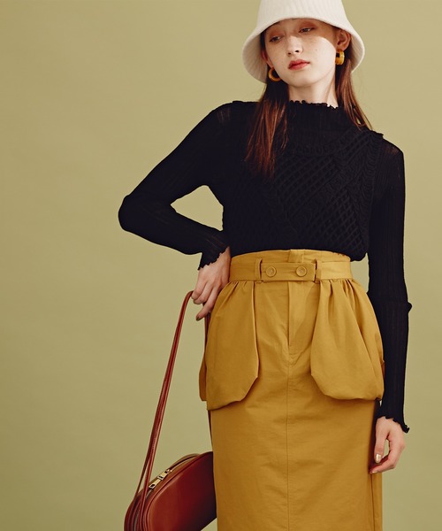 N.(N. Natural Beauty Basic)(エヌエヌナチュラルビューティーベーシック)の「《n.'look》◆格子柄レース編みジレニット(ニット/セーター・レディース・ブラック/クリーム・MEDIUM)」の3枚目の写真