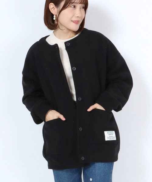 DISCUS ATHLETIC（ディスカス　アスレチック）の「DISCUS ATHLETIC（ディスカスアスレチック）フリースクルーネックカーディガン（カーディガン/ボレロ・レディース・イエロー/オレンジ/アイボリー/ブラック・M/L）」の3枚目の写真