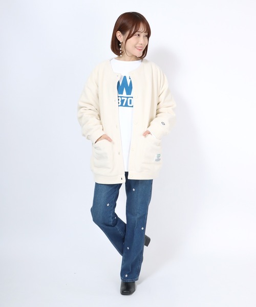 DISCUS ATHLETIC（ディスカス　アスレチック）の「DISCUS ATHLETIC（ディスカスアスレチック）フリースクルーネックカーディガン（カーディガン/ボレロ・レディース・イエロー/オレンジ/アイボリー/ブラック・M/L）」の7枚目の写真