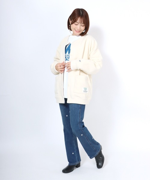 DISCUS ATHLETIC（ディスカス　アスレチック）の「DISCUS ATHLETIC（ディスカスアスレチック）フリースクルーネックカーディガン（カーディガン/ボレロ・レディース・イエロー/オレンジ/アイボリー/ブラック・M/L）」の9枚目の写真