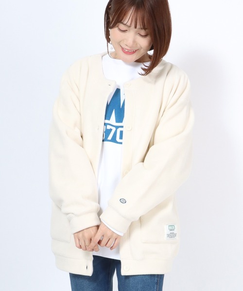 DISCUS ATHLETIC（ディスカス　アスレチック）の「DISCUS ATHLETIC（ディスカスアスレチック）フリースクルーネックカーディガン（カーディガン/ボレロ・レディース・イエロー/オレンジ/アイボリー/ブラック・M/L）」の6枚目の写真