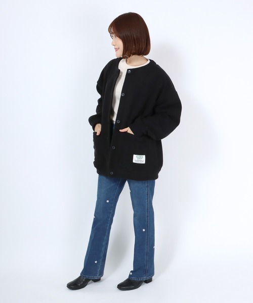 DISCUS ATHLETIC（ディスカス　アスレチック）の「DISCUS ATHLETIC（ディスカスアスレチック）フリースクルーネックカーディガン（カーディガン/ボレロ・レディース・イエロー/オレンジ/アイボリー/ブラック・M/L）」の12枚目の写真