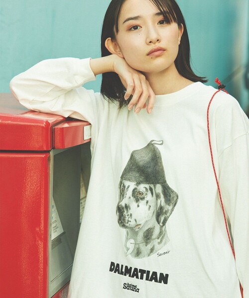 FREAK'S STORE(フリークスストア)の「SAUVENIR/サウベニア ダルメシアン L/S TEE/刺繍TEE/プリントTEE/リンガーTEE(Tシャツ/カットソー・メンズ・ホワイト/ブラック/グレー/その他9・SMALL/MEDIUM/LARGE)」の2枚目の写真