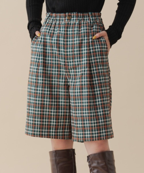 MERLOT(メルロー)の「カラーチェックハーフパンツ(その他パンツ・レディース・ネイビー/グリーン・FREE)」の2枚目の写真