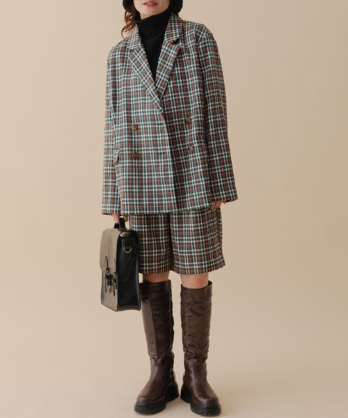 MERLOT(メルロー)の「カラーチェックハーフパンツ(その他パンツ・レディース・ネイビー/グリーン・FREE)」の8枚目の写真