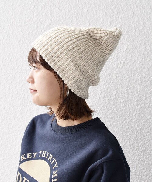 SHIPS（シップス）の「*〈手洗い可能〉ニットキャップ◇（ニットキャップ/ビーニー・レディース・オフホワイト/ブラック/ライトグレー/ライム/ライトパープル・ONE SIZE）」の2枚目の写真