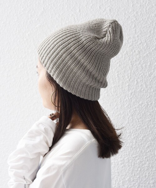 SHIPS（シップス）の「*〈手洗い可能〉ニットキャップ◇（ニットキャップ/ビーニー・レディース・オフホワイト/ブラック/ライトグレー/ライム/ライトパープル・ONE SIZE）」の4枚目の写真