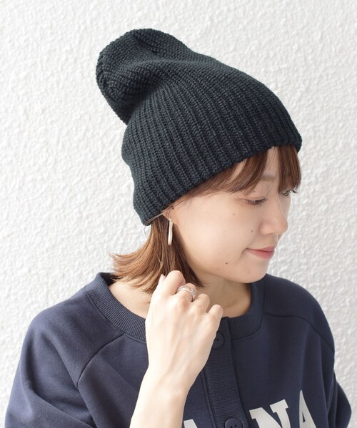 SHIPS（シップス）の「*〈手洗い可能〉ニットキャップ◇（ニットキャップ/ビーニー・レディース・オフホワイト/ブラック/ライトグレー/ライム/ライトパープル・ONE SIZE）」の3枚目の写真