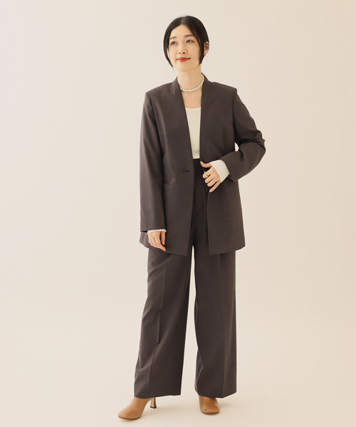 journal standard L'essage（ジャーナルスタンダードレサージュ）の「ウールトロワイドパンツ（その他パンツ・レディース・チョコ/ネイビー・36/38）」の3枚目の写真