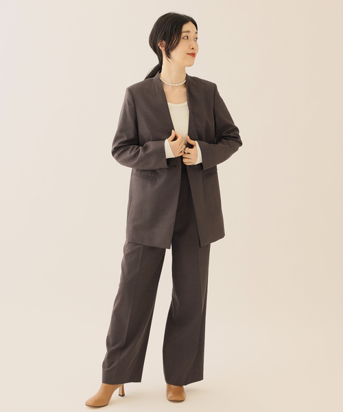 journal standard L'essage（ジャーナルスタンダードレサージュ）の「ウールトロワイドパンツ（その他パンツ・レディース・チョコ/ネイビー・36/38）」の6枚目の写真