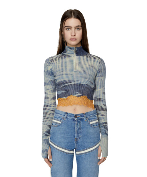 DIESEL（ディーゼル）の「レディース ジッパー 長袖ニット カモフラ（ニット/セーター・レディース・カーキ/グレー・SMALL/LARGE/MEDIUM）」の2枚目の写真