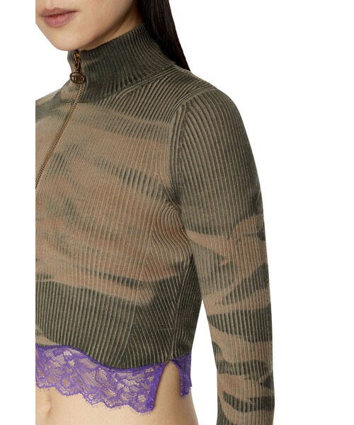 DIESEL（ディーゼル）の「レディース ジッパー 長袖ニット カモフラ（ニット/セーター・レディース・カーキ/グレー・SMALL/LARGE/MEDIUM）」の4枚目の写真