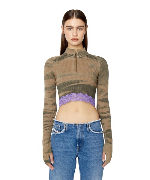 DIESEL（ディーゼル）の「レディース ジッパー 長袖ニット カモフラ（ニット/セーター・レディース・カーキ/グレー・SMALL/LARGE/MEDIUM）」の14枚目の写真