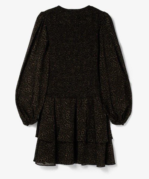 MK MICHEALKORS マイケルコース ワンピース ドレス ミニ 黒 MICHAEL KORS（マイケルコース）の「チーター スモック ミニ