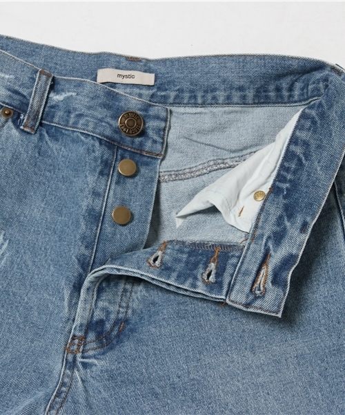 mystic（ミスティック）の「ダメージデニムテーパード（デニムパンツ・レディース・ホワイト/ブルー・1/2）」の9枚目の写真