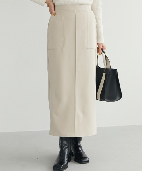 Green Parks(グリーンパークス)の「Iラインスカート*(スカート・レディース・ベージュ/ブラック/グリーン・FREE)」の3枚目の写真