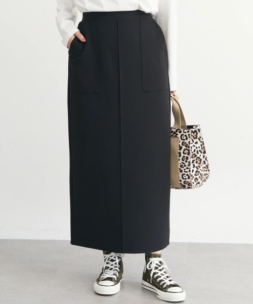 Green Parks(グリーンパークス)の「Iラインスカート*(スカート・レディース・ベージュ/ブラック/グリーン・FREE)」の2枚目の写真