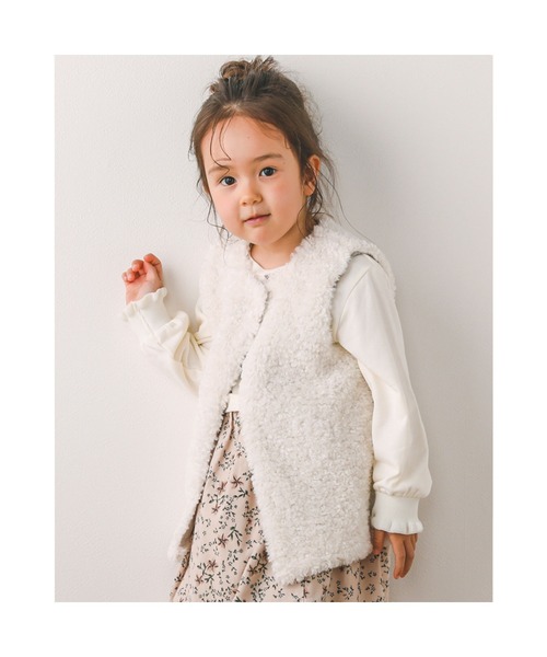 SLAP SLIP（スラップスリップ）の「SLAPSLIP/ファー＆プードルボアベスト(80~130cm)（ベスト・キッズ・グレー/オフホワイト/ピンク・MEDIUM/SMALL/LARGE）」の2枚目の写真