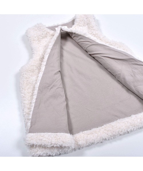 SLAP SLIP（スラップスリップ）の「SLAPSLIP/ファー＆プードルボアベスト(80~130cm)（ベスト・キッズ・グレー/オフホワイト/ピンク・MEDIUM/SMALL/LARGE）」の9枚目の写真