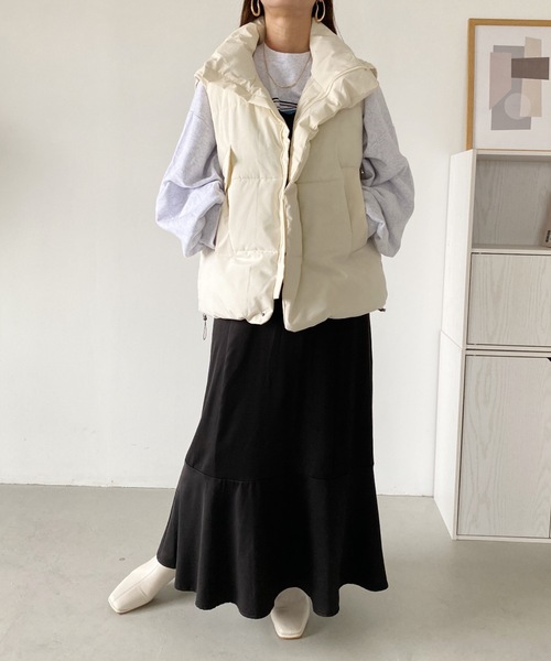 MYMOOD.（マイムード）の「ビッグダウンベスト（ダウンベスト・レディース・ブラック/アイボリー・FREE）」の18枚目の写真