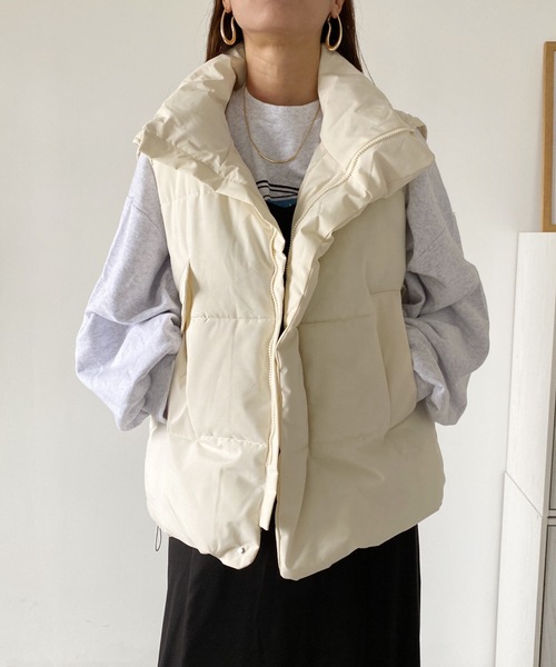 MYMOOD.（マイムード）の「ビッグダウンベスト（ダウンベスト・レディース・ブラック/アイボリー・FREE）」の8枚目の写真