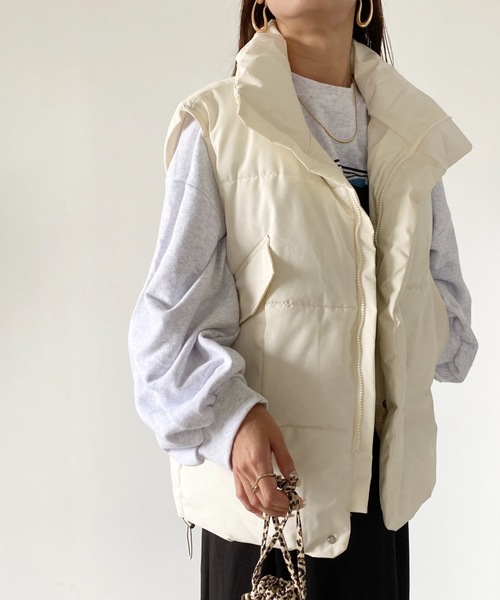 MYMOOD.（マイムード）の「ビッグダウンベスト（ダウンベスト・レディース・ブラック/アイボリー・FREE）」の3枚目の写真