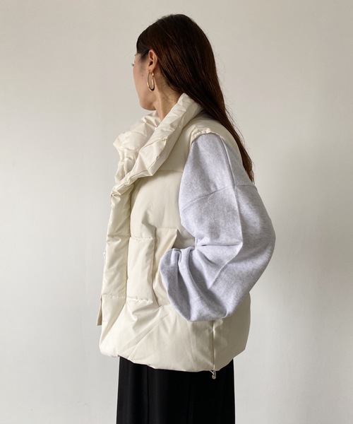 MYMOOD.（マイムード）の「ビッグダウンベスト（ダウンベスト・レディース・ブラック/アイボリー・FREE）」の15枚目の写真