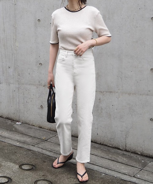 LAULEN（ローレン）の「HW Tapered denim/ハイウエストテーパードデニム（デニムパンツ・レディース・ホワイト・MEDIUM/SMALL）」の5枚目の写真