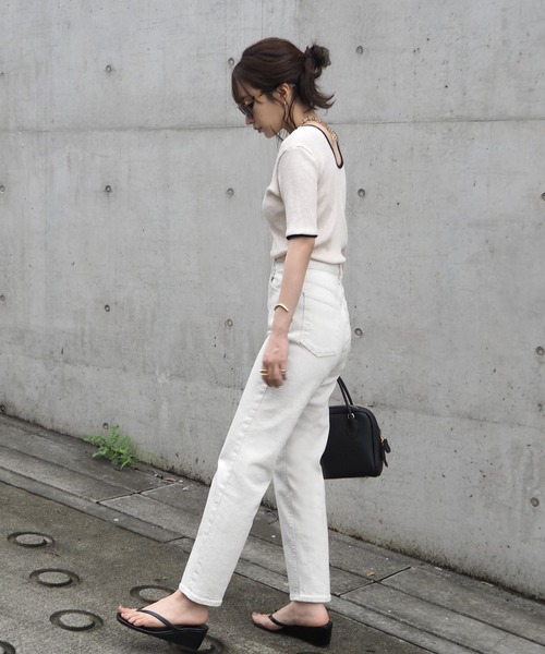 LAULEN（ローレン）の「HW Tapered denim/ハイウエストテーパードデニム（デニムパンツ・レディース・ホワイト・MEDIUM/SMALL）」の8枚目の写真