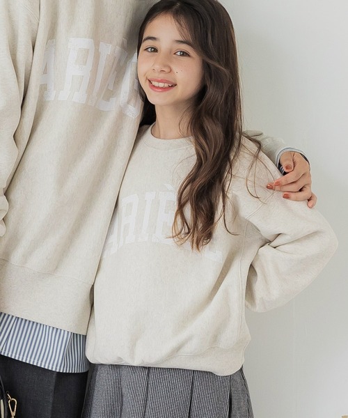 coca（coca）（コカ）の「キッズ 親子お揃い裏起毛カレッジスウェット（スウェット・キッズ・チャコールグレー/ネイビー/グレー/アイボリー/グリーン/ライトグレー/ブルー/オートミール・100/110/120/130/140/150）」の5枚目の写真