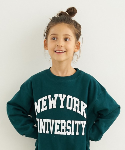 coca（coca）（コカ）の「キッズ 親子お揃い裏起毛カレッジスウェット（スウェット・キッズ・チャコールグレー/ネイビー/グレー/アイボリー/グリーン/ライトグレー/ブルー/オートミール・100/110/120/130/140/150）」の6枚目の写真