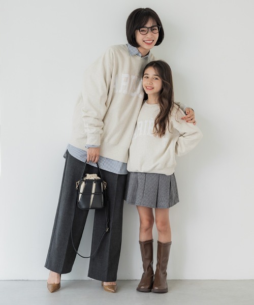 coca（coca）（コカ）の「キッズ 親子お揃い裏起毛カレッジスウェット（スウェット・キッズ・チャコールグレー/ネイビー/グレー/アイボリー/グリーン/ライトグレー/ブルー/オートミール・100/110/120/130/140/150）」の15枚目の写真