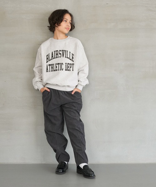 coca（coca）（コカ）の「キッズ 親子お揃い裏起毛カレッジスウェット（スウェット・キッズ・チャコールグレー/ネイビー/グレー/アイボリー/グリーン/ライトグレー/ブルー/オートミール・100/110/120/130/140/150）」の20枚目の写真