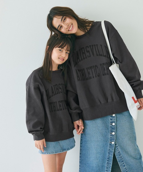 coca（coca）（コカ）の「キッズ 親子お揃い裏起毛カレッジスウェット（スウェット・キッズ・チャコールグレー/ネイビー/グレー/アイボリー/グリーン/ライトグレー/ブルー/オートミール・100/110/120/130/140/150）」の11枚目の写真