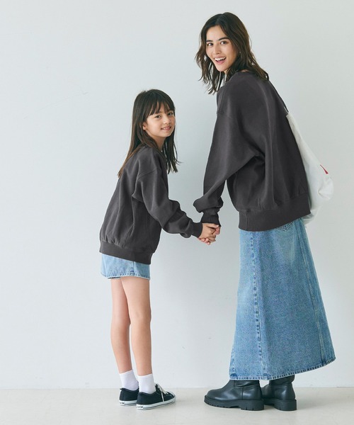 coca（coca）（コカ）の「キッズ 親子お揃い裏起毛カレッジスウェット（スウェット・キッズ・チャコールグレー/ネイビー/グレー/アイボリー/グリーン/ライトグレー/ブルー/オートミール・100/110/120/130/140/150）」の12枚目の写真