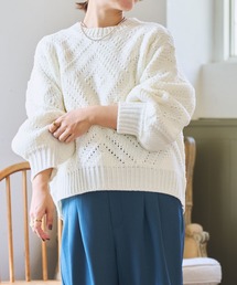 studio CLIP | 【my fit CLIP/WEB限定】3ゲージ柄編みカラーニット(ニット/セーター)