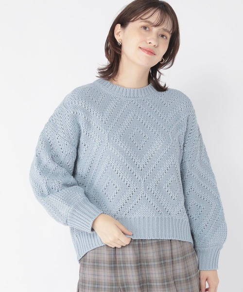 studio CLIP（スタディオクリップ）の「【my fit CLIP/WEB限定】3ゲージ柄編みカラーニット（ニット/セーター・レディース・レッド/グリーン/ライトブルー/オフホワイト・FREE）」の21枚目の写真