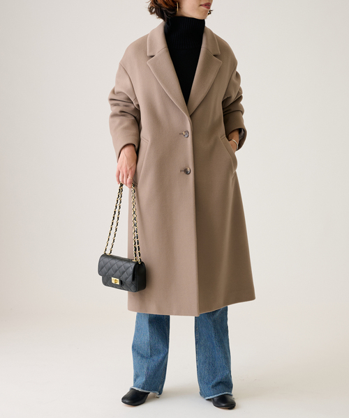 JS L'ESSAGE　SUPER140Sオーバーコート　ウール混　黒　近年 JS L'ESSAGE SUPER140Sオーバーコート ウール混 黒 近年