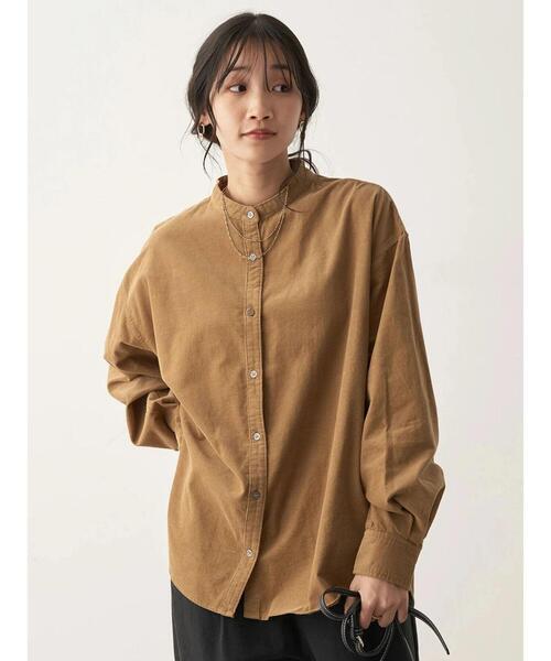 CRAFT STANDARD BOUTIQUE(クラフトスタンダードブティック)の「コーデュロイバンドカラーシャツ(シャツ/ブラウス・レディース・グレイッシュベージュ/カーキ/マスタード・M/L)」の6枚目の写真