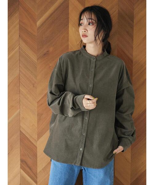 CRAFT STANDARD BOUTIQUE(クラフトスタンダードブティック)の「コーデュロイバンドカラーシャツ(シャツ/ブラウス・レディース・グレイッシュベージュ/カーキ/マスタード・M/L)」の8枚目の写真