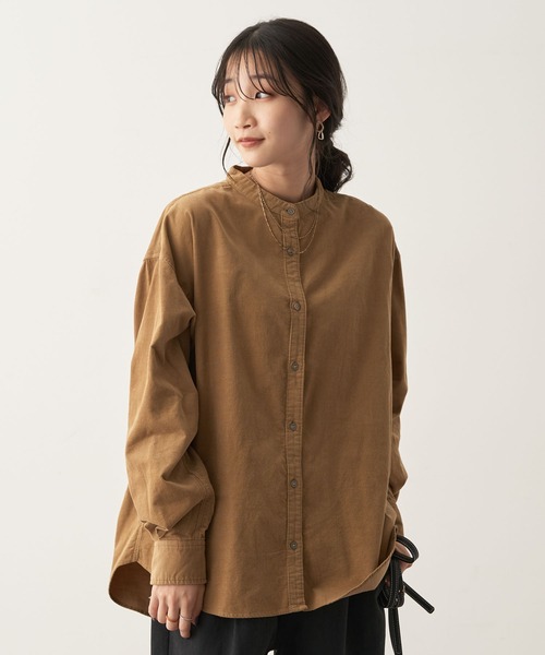 CRAFT STANDARD BOUTIQUE(クラフトスタンダードブティック)の「コーデュロイバンドカラーシャツ(シャツ/ブラウス・レディース・グレイッシュベージュ/カーキ/マスタード・M/L)」の3枚目の写真