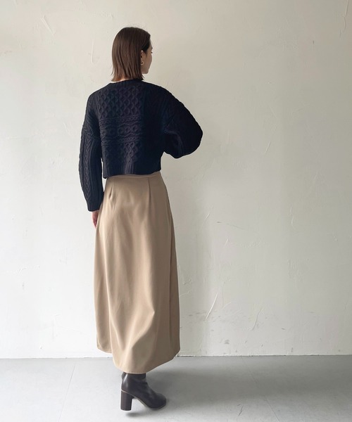 CLEIO（クレイオ）の「【CLEIO】パッチワークケーブルニット（ニット/セーター・レディース・カーキ/アイボリー/ブラック/ベージュ・FREE）」の19枚目の写真